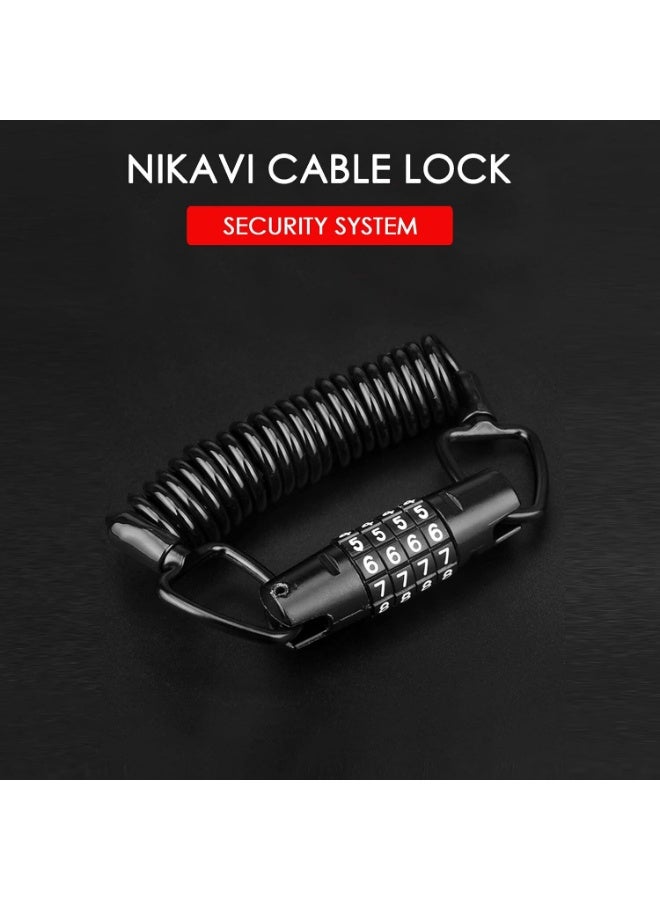 LYNLYN Black Helmet Lock with 4-Digit Code, Anti-Theft Bike Cable Lock for Motorcycle, Bicycle, Stroller, and Luggage - Image 4